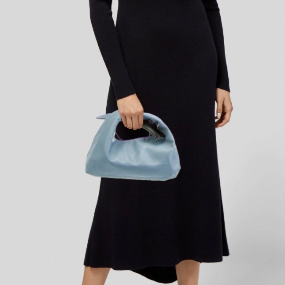 Proenza Schouler Black Leather Clutch with Light Blue Accent - Picture 7 of 12